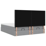 Османска легло с матрак и LED, светлосиво, 200x200 см, плат