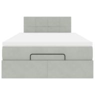 Османска легло с матрак и LED, светлосиво, 120x200 см, кадифе