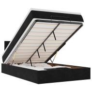 Османска легло с матрак и LED, черно, 120x200 см, кадифе