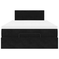 Османска легло с матрак и LED, черно, 120x200 см, кадифе