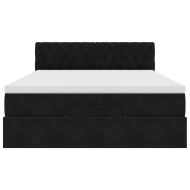 Османска легло с матрак и LED, черно, 140x190 см, кадифе