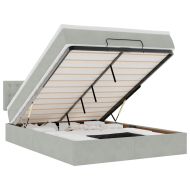 Османска легло с матрак и LED, светлосиво, 140x200 см, кадифе