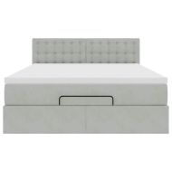 Османска легло с матрак и LED, светлосиво, 140x200 см, кадифе