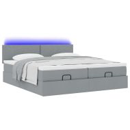 Османска легло с матраци и LED, светлосиво, 180x200 см, плат