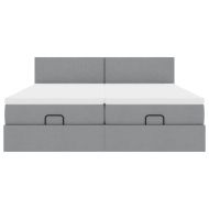 Османска легло с матраци и LED, светлосиво, 180x200 см, плат