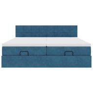 Османска легло с матраци и LED, тъмносиньо, 180x200 см, кадифе