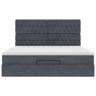 Османска легло с матраци и LED, тъмносиво, 160x200 см, кадифе