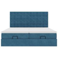 Османска легло с матраци и LED, тъмносиньо, 180x200 см, кадифе