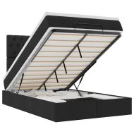 Османска легло с матрак и LED, черно, 120x190 см, плат