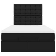 Османска легло с матрак&LED, черно, 120x200 см, изкуствена кожа