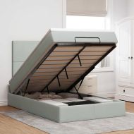 Османска легло с матраци и LED, светлосиво, 120x200 см, кадифе