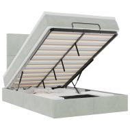 Османска легло с матраци и LED, светлосиво, 120x200 см, кадифе