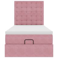 Османска легло с матраци и LED, розово, 90x200 см, кадифе