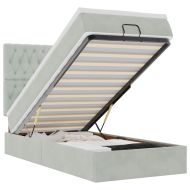 Османска легло с матраци и LED, светлосиво, 90x200 см, кадифе