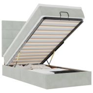 Османска легло с матраци и LED, светлосиво, 90x200 см, кадифе