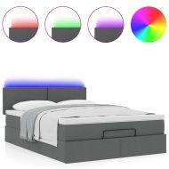 Османска легло с матрак и LED, тъмносиво, 140x190 см, плат