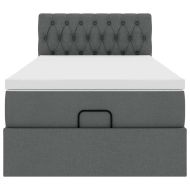 Османска легло с матрак и LED, тъмносиво, 80x200 см, плат