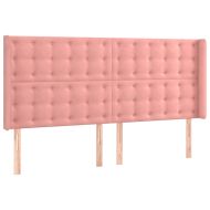 LED горна табла за легло, розова, 203x16x118/128 см, кадифе