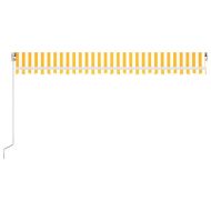 Ръчно прибиращ се сенник с LED, 500x350 см, жълто и бяло