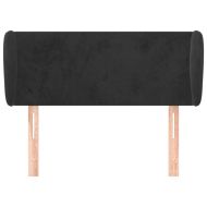 Горна табла за легло с уши, черна, 93x23x78/88 см, кадифе