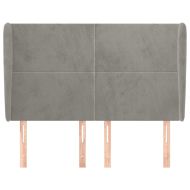 Горна табла за легло с уши,светлосива, 147x23x118/128 см кадифе