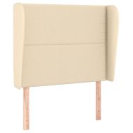 Горна табла за легло с уши, кремава, 93x23x118/128 см, плат