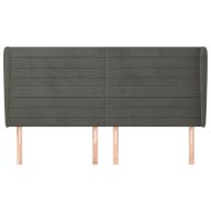 Горна табла за легло с уши, тъмносива, 163x23x118/128 см,кадифе
