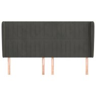 Горна табла за легло с уши, тъмносива, 183x23x118/128 см кадифе
