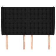 Горна табла за легло с уши, черна, 147 x 23 x 118/128 см, плат