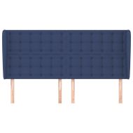 Горна табла за легло с уши, синя, 163x23x118/128 см, плат