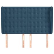 Горна табла за легло с уши, тъмносиня, 147x 23x118/128см кадифе