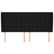 Горна табла за легло с уши, черна, 203x23x118/128 см, плат