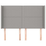 Горна табла за легло с уши, светлосива, 147x16x118/128 см, плат