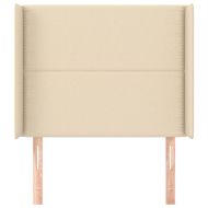 Горна табла за легло с уши, кремава, 93x16x118/128 см, плат