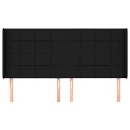 Горна табла за легло с уши, черна, 163x16x118/128 см, плат