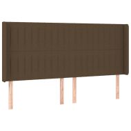 Горна табла за легло с уши, тъмнокафява,163x16x118/128 см, плат