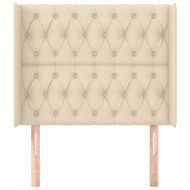 Горна табла за легло с уши, кремава, 93x16x118/128 см, плат