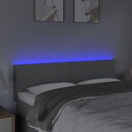 LED горна табла за легло, светлосива, 144x5x78/88 см, плат