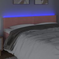 LED горна табла за легло, розова, 160x5x78/88 см, кадифе