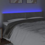 LED горна табла за легло, светлосива, 200x5x78/88 см кадифе