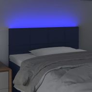 LED горна табла за легло, синя, 90x5x78/88 см, плат