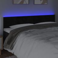 LED горна табла за легло, черна, 160x5x78/88 см, кадифе