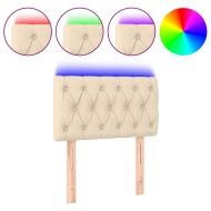 LED горна табла за легло, кремава, 80x7x78/88 см, плат