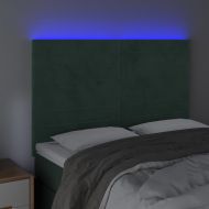 LED горна табла за легло, тъмнозелена, 144x5x118/128 см, кадифе