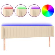 LED горна табла за легло, кремава, 203x16x78/88 см, плат