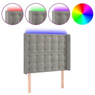 LED горна табла за легло, светлосива, 93x16x118/128 см, кадифе