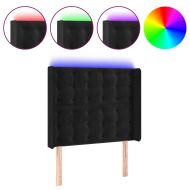 LED горна табла за легло, черна, 103x16x118/128 см, кадифе