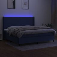 Боксспринг легло с матрак и LED, синя, 200x200 см, плат