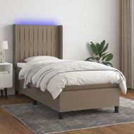 Боксспринг легло с матрак и LED, таупе, 90x200 см, плат