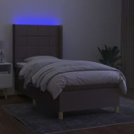 Боксспринг легло с матрак и LED, таупе, 90x200 см, плат